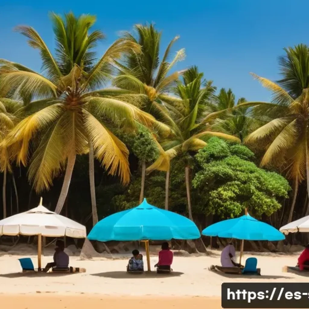 스리랑카 기후별 여행 시기 - A vibrant coastal scene in Sri Lanka during the dry season, featuring golden sandy beaches with turq...